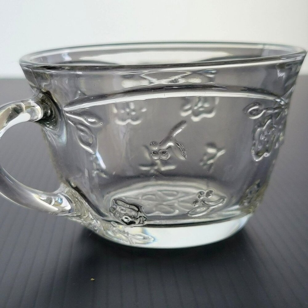 Anchor Hocking Savannah Clear Punch Coffee/Tea Cup, Set of 4, Pressed Floral - Picture 4 of 9